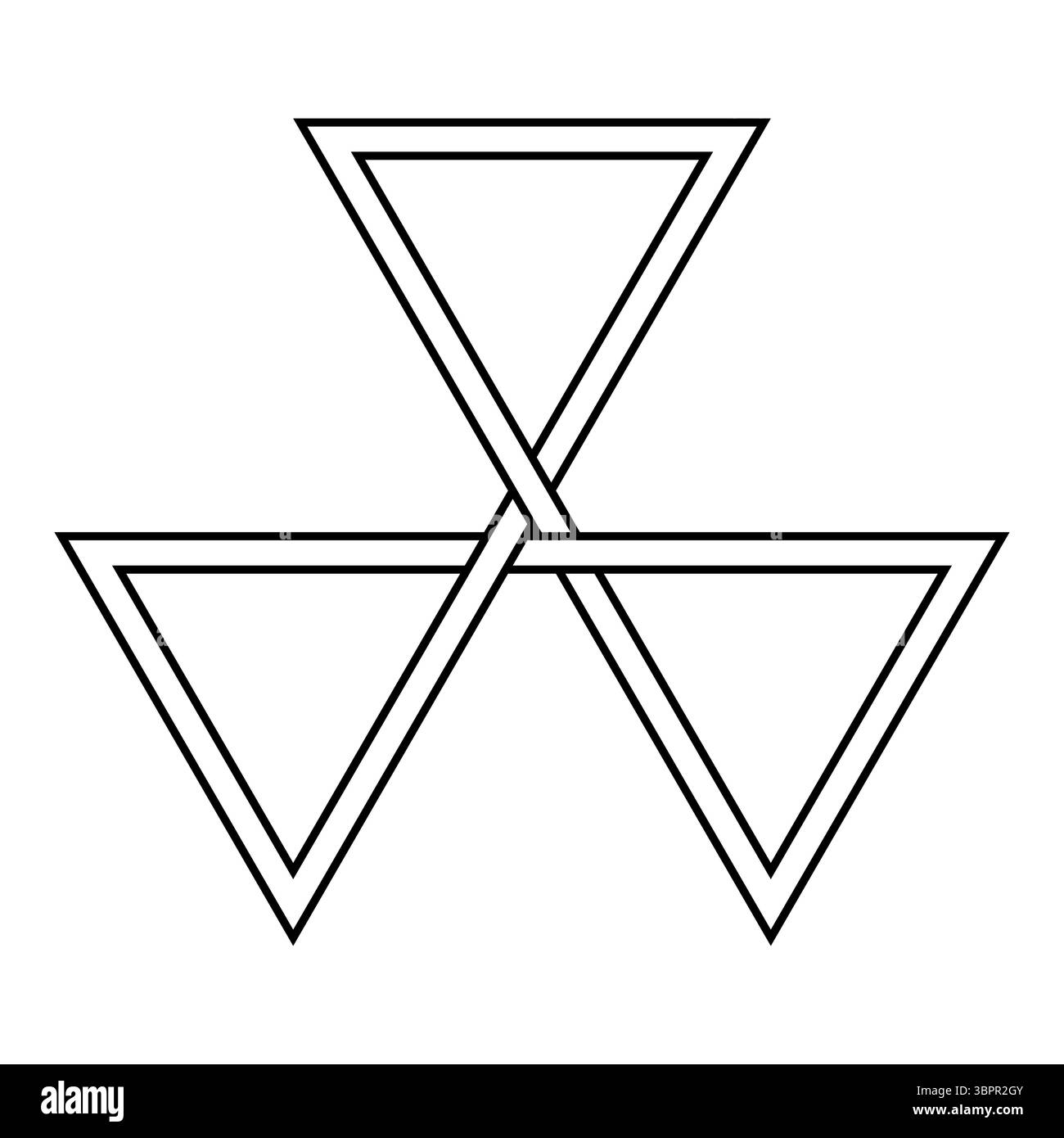 Triangolo triangolo triangolare, perdalpha, 3 triangoli intrecciati rivolti verso il basso. In Massoneria, che rappresenta le virtù teologiche fede, speranza e Carità. Foto Stock