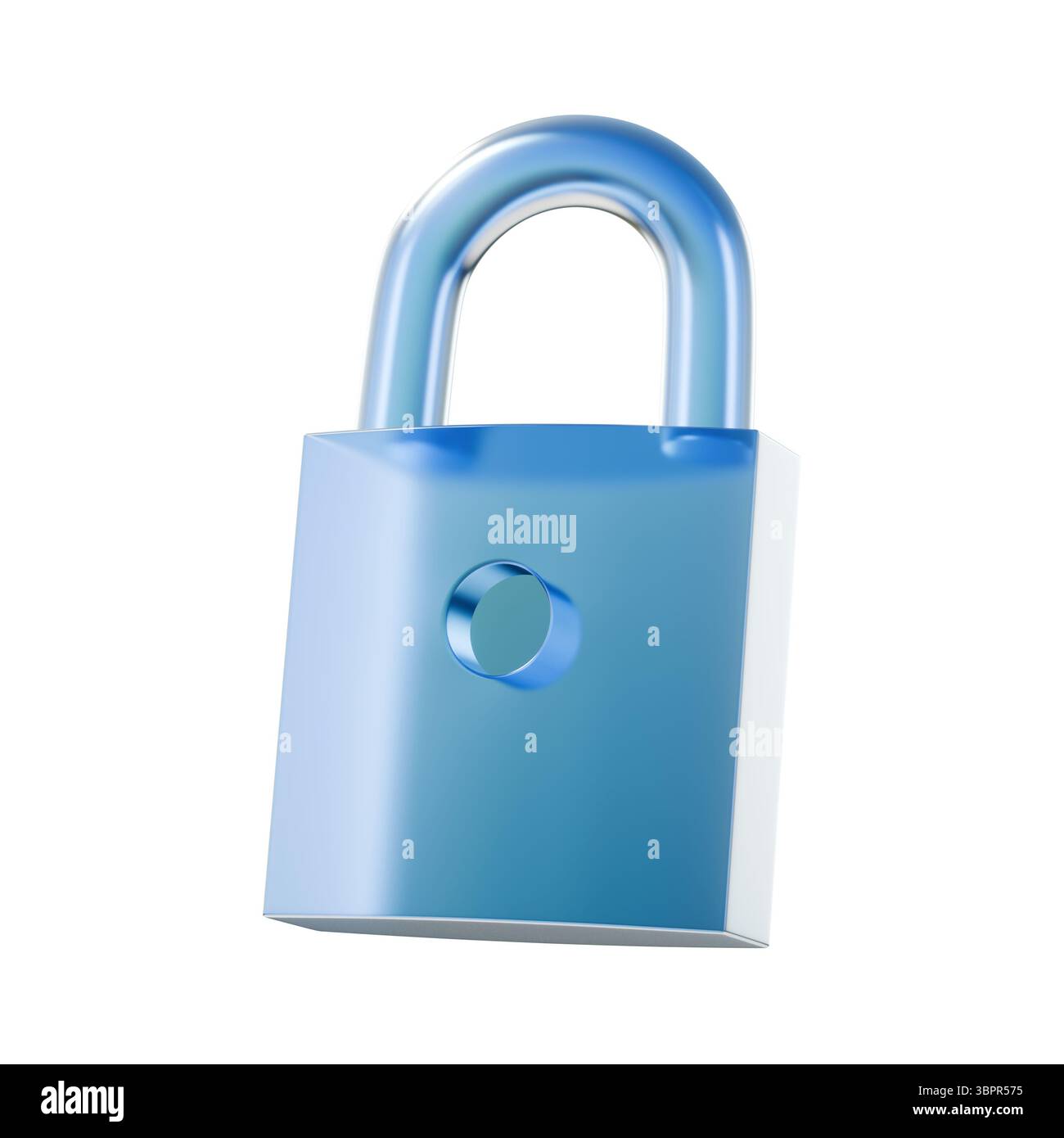 Un lucchetto blu che rappresenta sicurezza, sicurezza e protezione in vari contesti. rendering 3d. Foto Stock