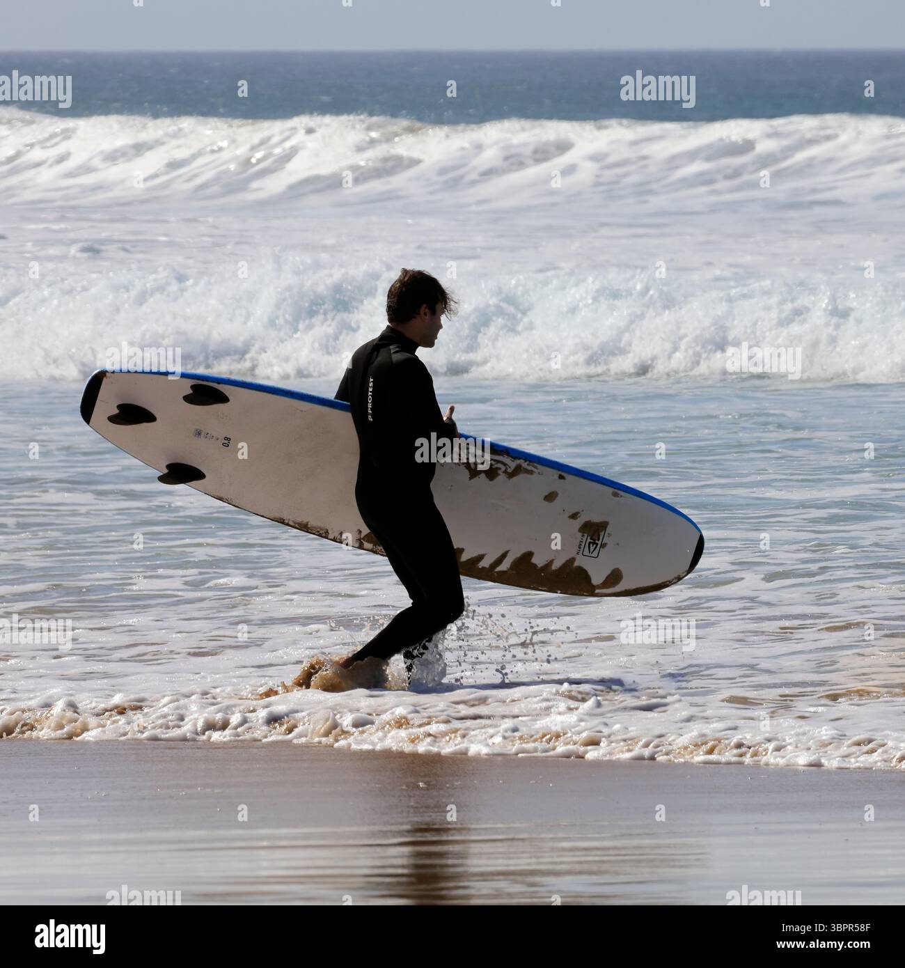 Scuola di surf, Piedra Playa, El Cotillo, Fuerteventura, Isole Canarie, Spagna, Europa, UE Foto Stock