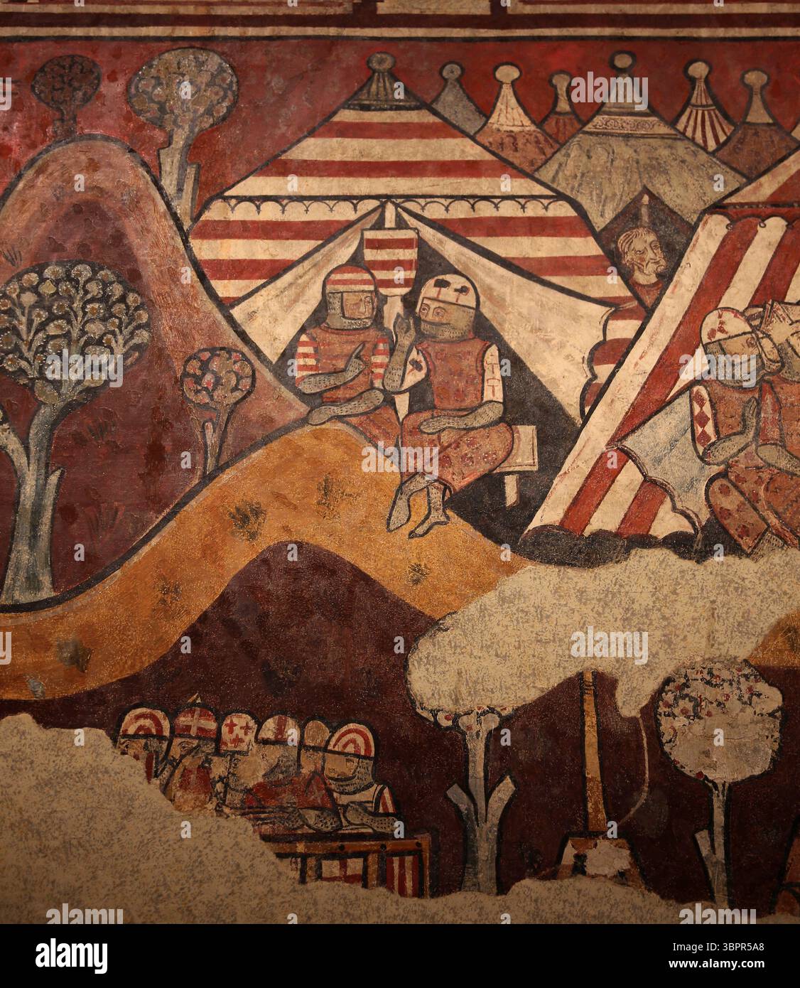 Dipinti di conquista di Maiorca, 1285-90. Palazzo Berenguer Aguilar, Barcellona. Campo di Militar durante la conquista. Museo Nazionale d'Arte della Catalogna. BA Foto Stock