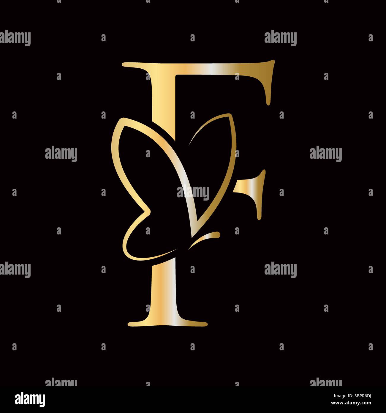 Lettera iniziale F Butterfly Logo Design Concept per Fashion, Cosmetics e Beauty Symbol Illustrazione Vettoriale