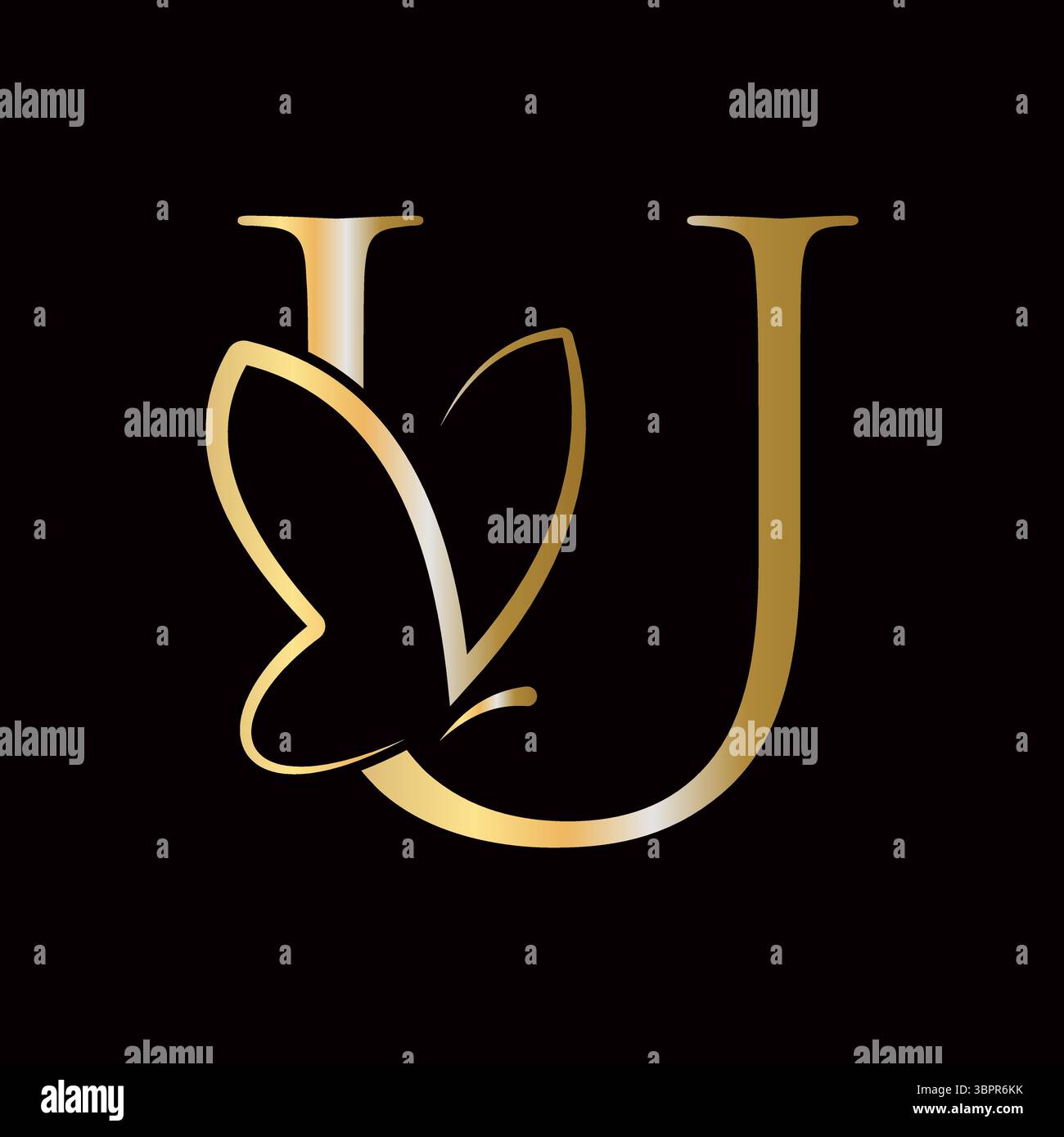 Lettera iniziale U Butterfly Logo Design Concept per Fashion, Cosmetics e Beauty Symbol Illustrazione Vettoriale