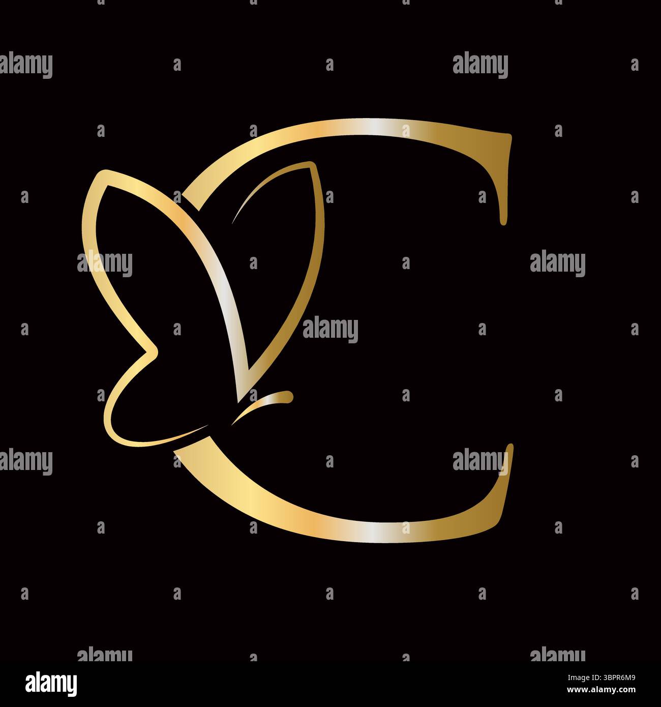 Lettera iniziale C Logo Butterfly Design Concept per Fashion, Cosmetics e Beauty Symbol Illustrazione Vettoriale