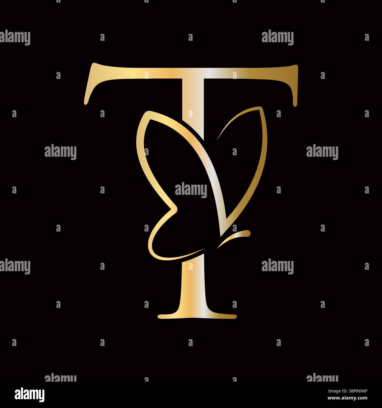 Lettera iniziale T Butterfly Logo Design Concept per Fashion, Cosmetics e Beauty Symbol Illustrazione Vettoriale