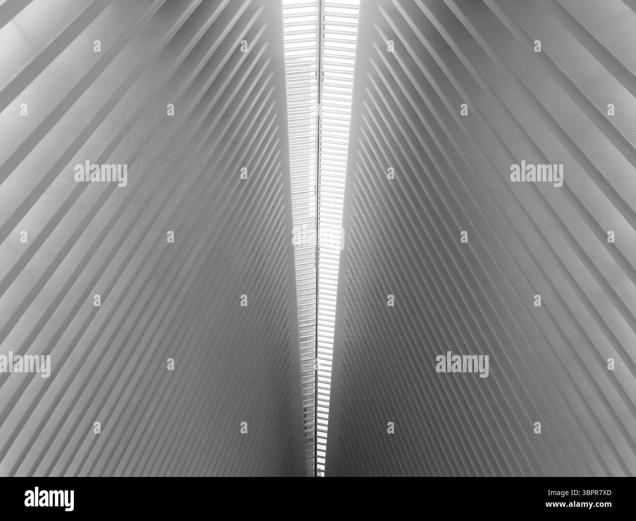 Manhattan, New York - 15 febbraio 2019: Dettagli architettonici della stazione della metropolitana e del centro commerciale Oculus di New York progettati dall'architetto Santiago CA Foto Stock