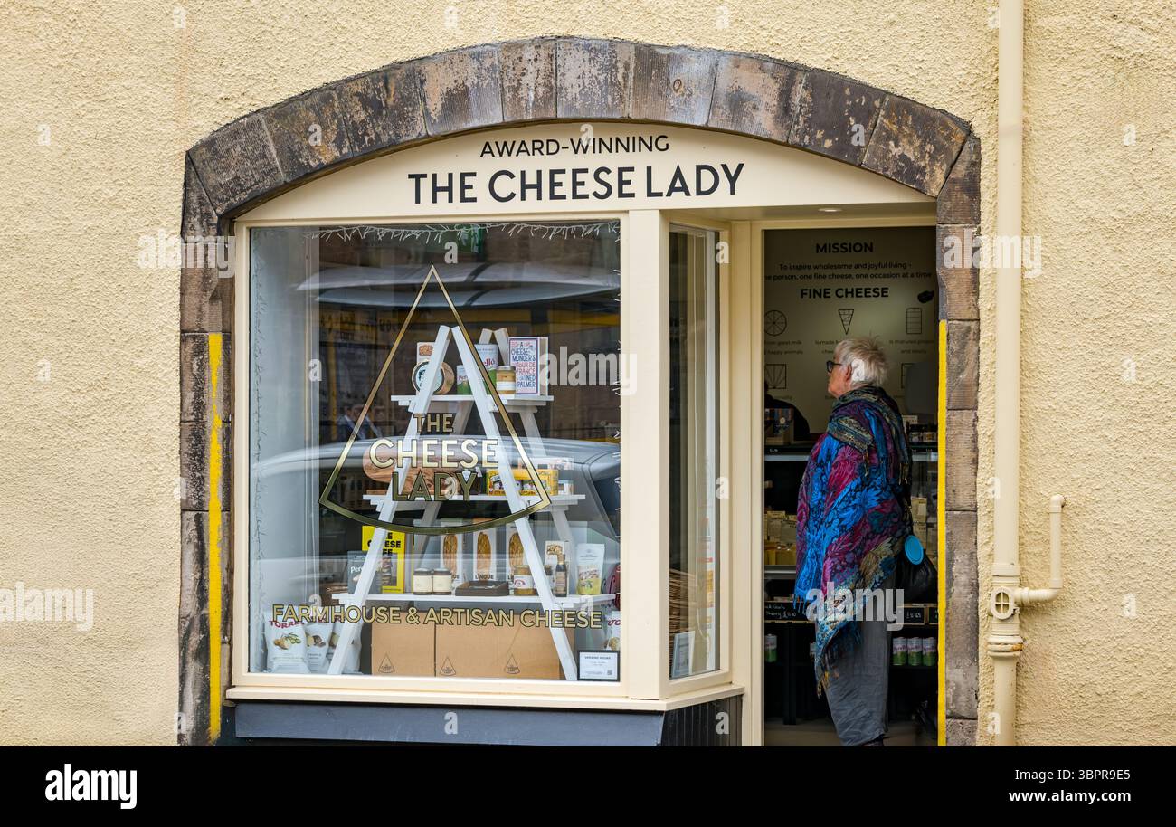 Cheesmonger Shop artigianale The Cheese Lady, North Berwick High Street, East Lothian, Scotland, UK Foto Stock