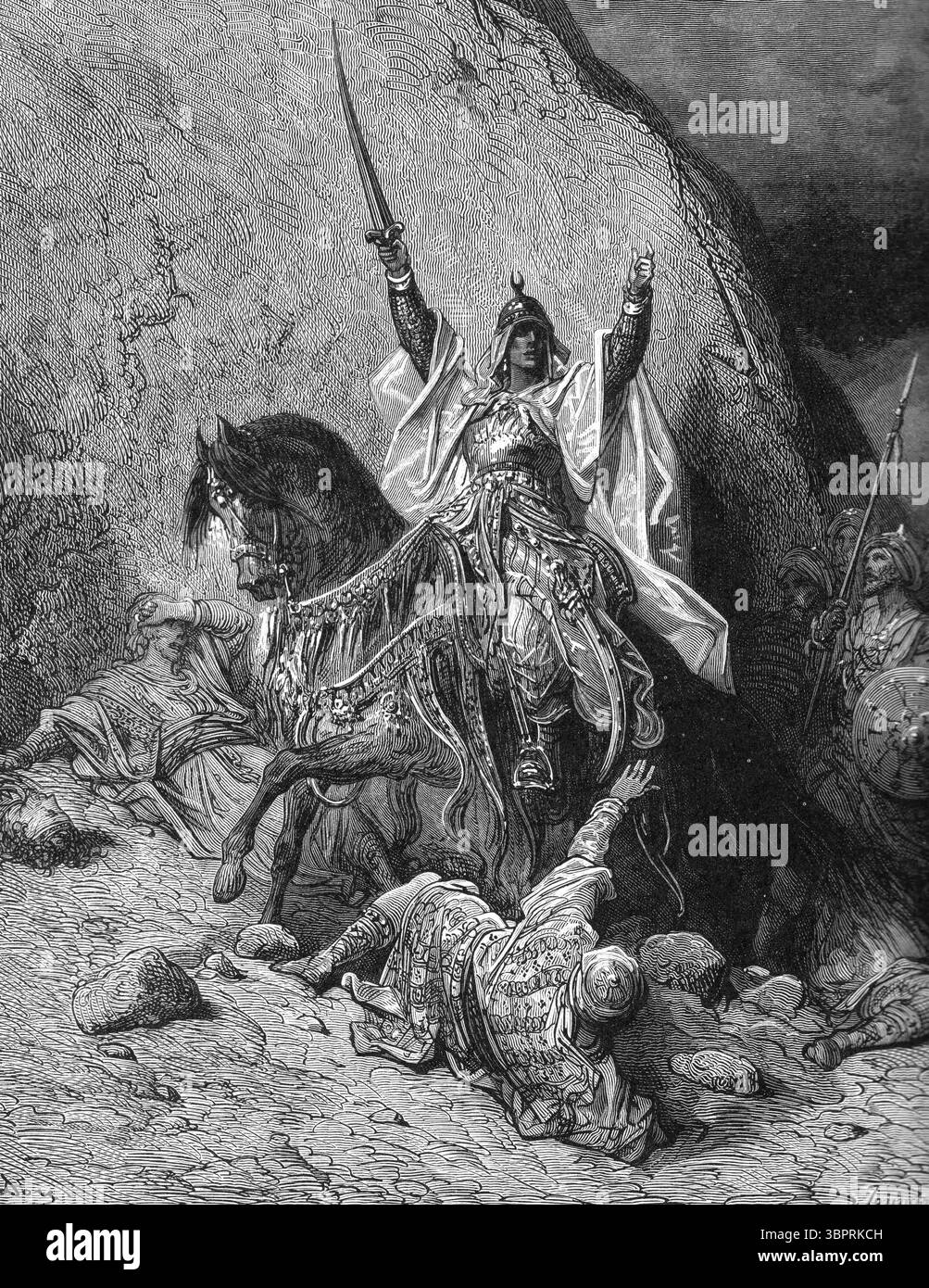 Saladino. Un'incisione del XIX secolo di Salah ad-DIN Yusuf ibn Ayyub (Saladino: c. 1137 - 4 marzo 1193) di Gustave Doré Foto Stock
