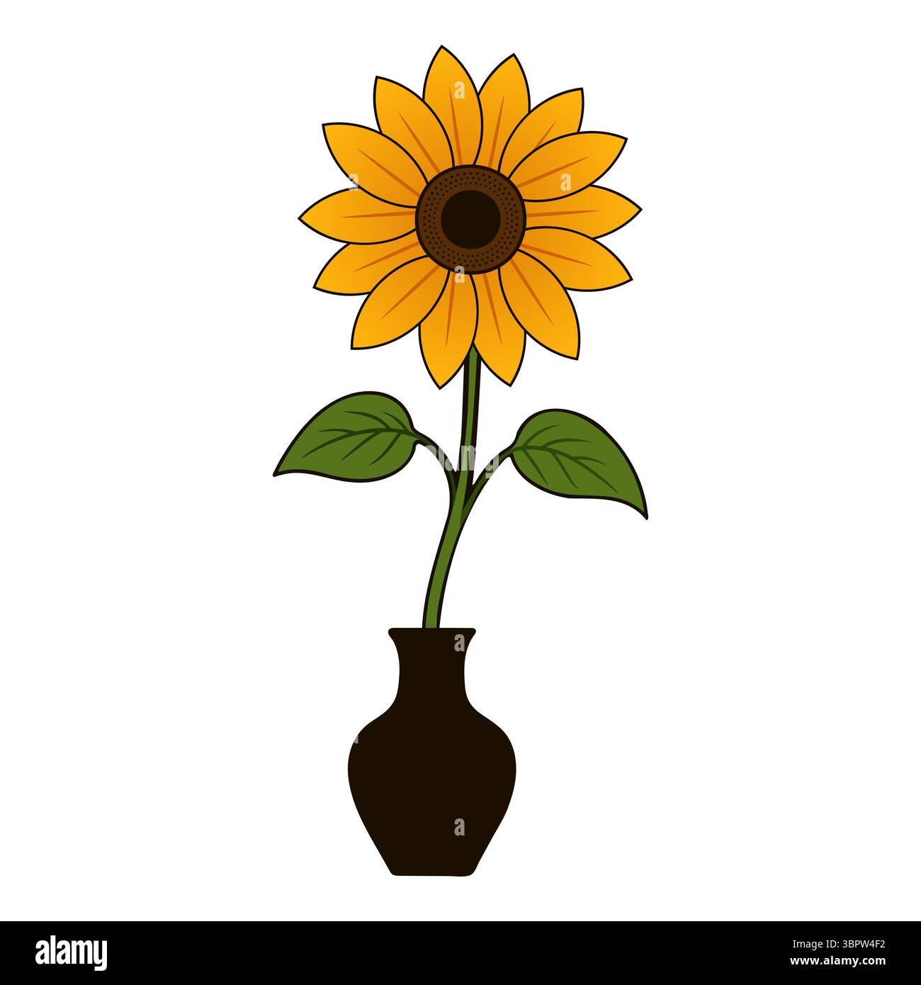 Vista frontale realistica illustrazione girasole Illustrazione Vettoriale