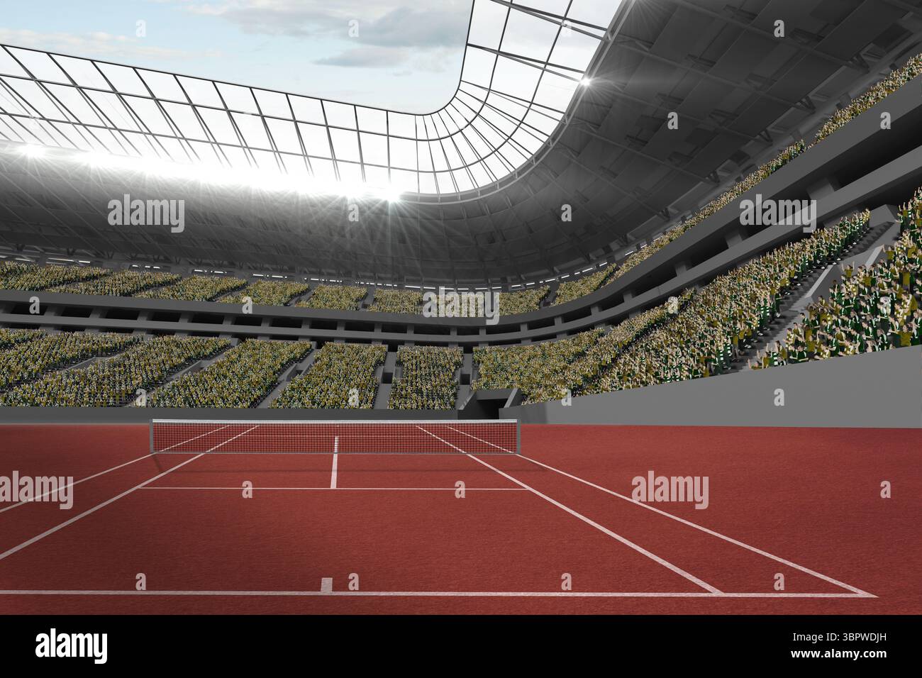 Campo da tennis in una giornata di sole Foto Stock