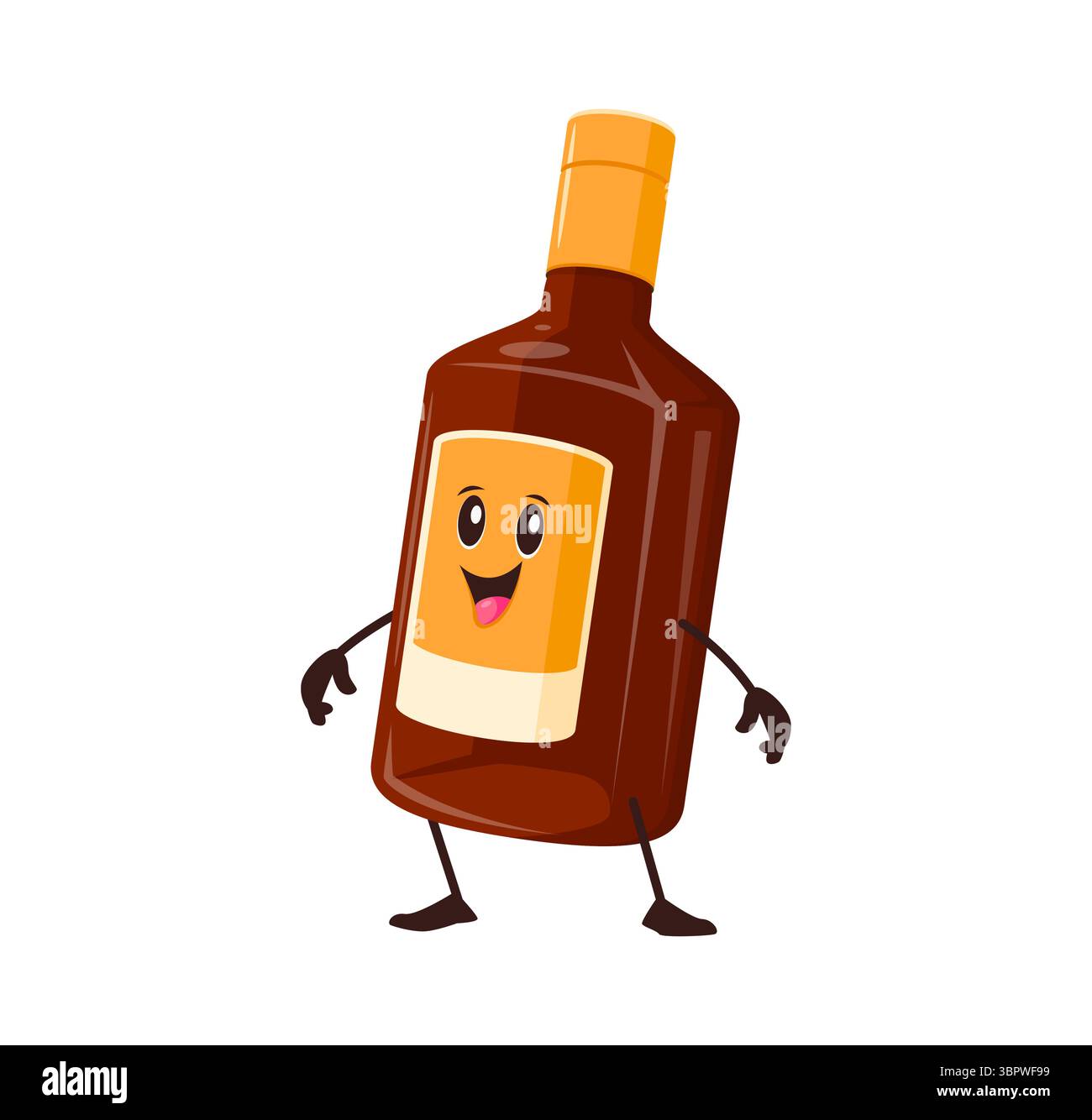 Cognac cartoni animati o whisky bevono un personaggio carino. Bevanda alcolica divertente hippie personaggio vettoriale vintage, bottiglia di alcol festa allegro e vivace personaggio anni '60. Il whisky da bar beve una mascotte o un carattere simpatici Illustrazione Vettoriale