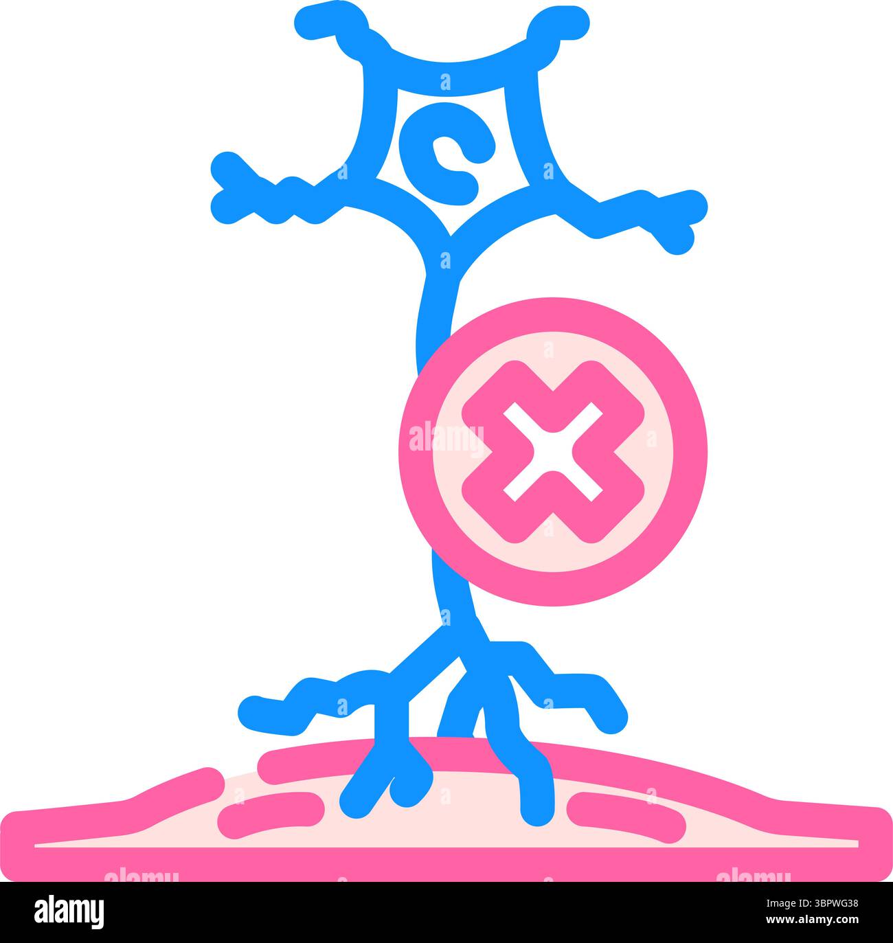 illustrazione vettoriale dell'icona del colore delle malattie del motoneurone Illustrazione Vettoriale