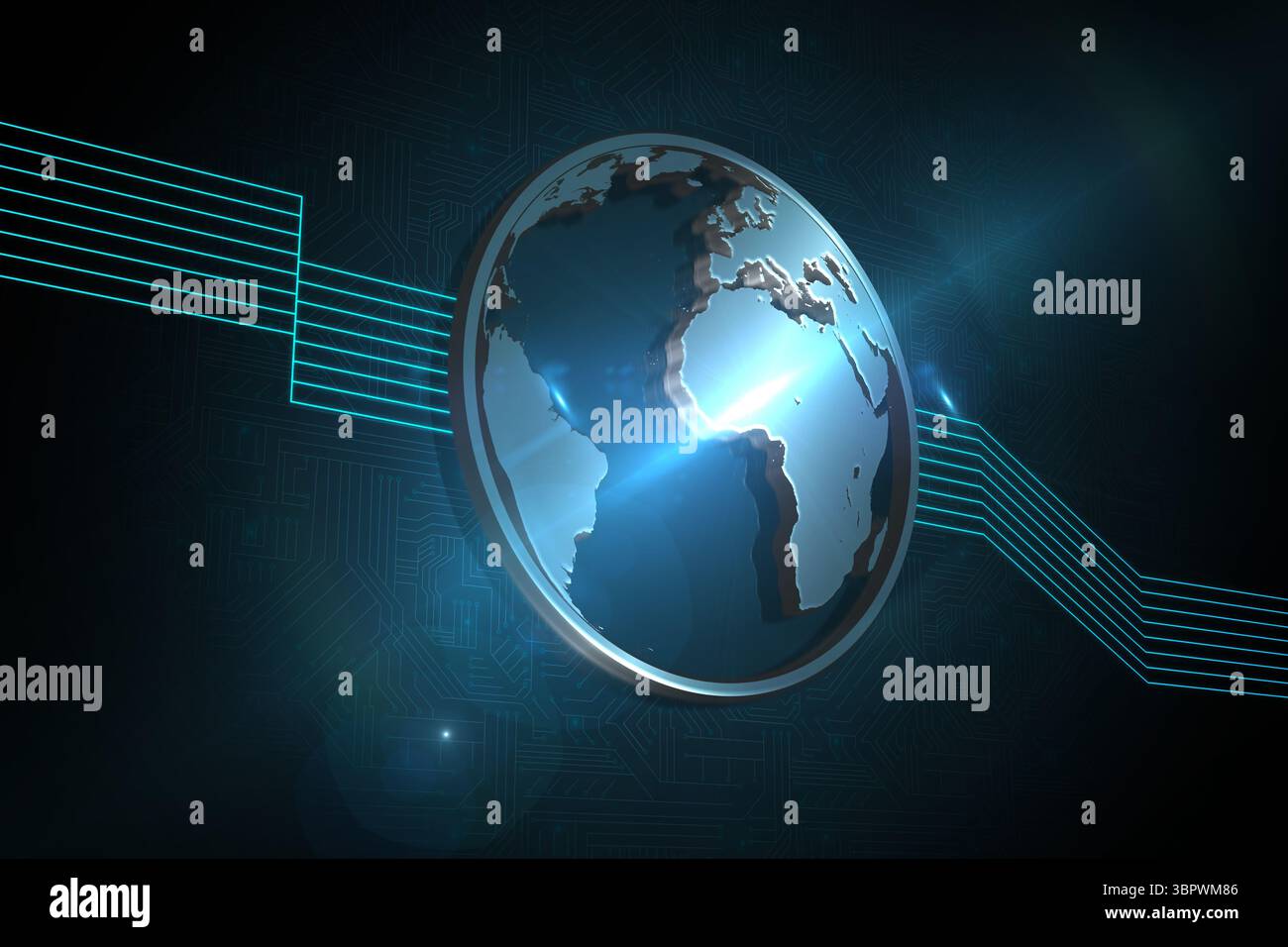 Globo lucido su sfondo nero Foto Stock