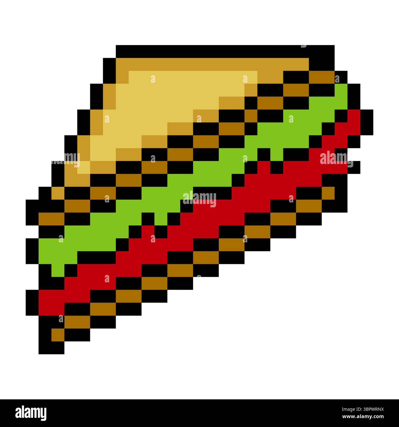 Snack sandwich in stile pixel art Illustrazione Vettoriale