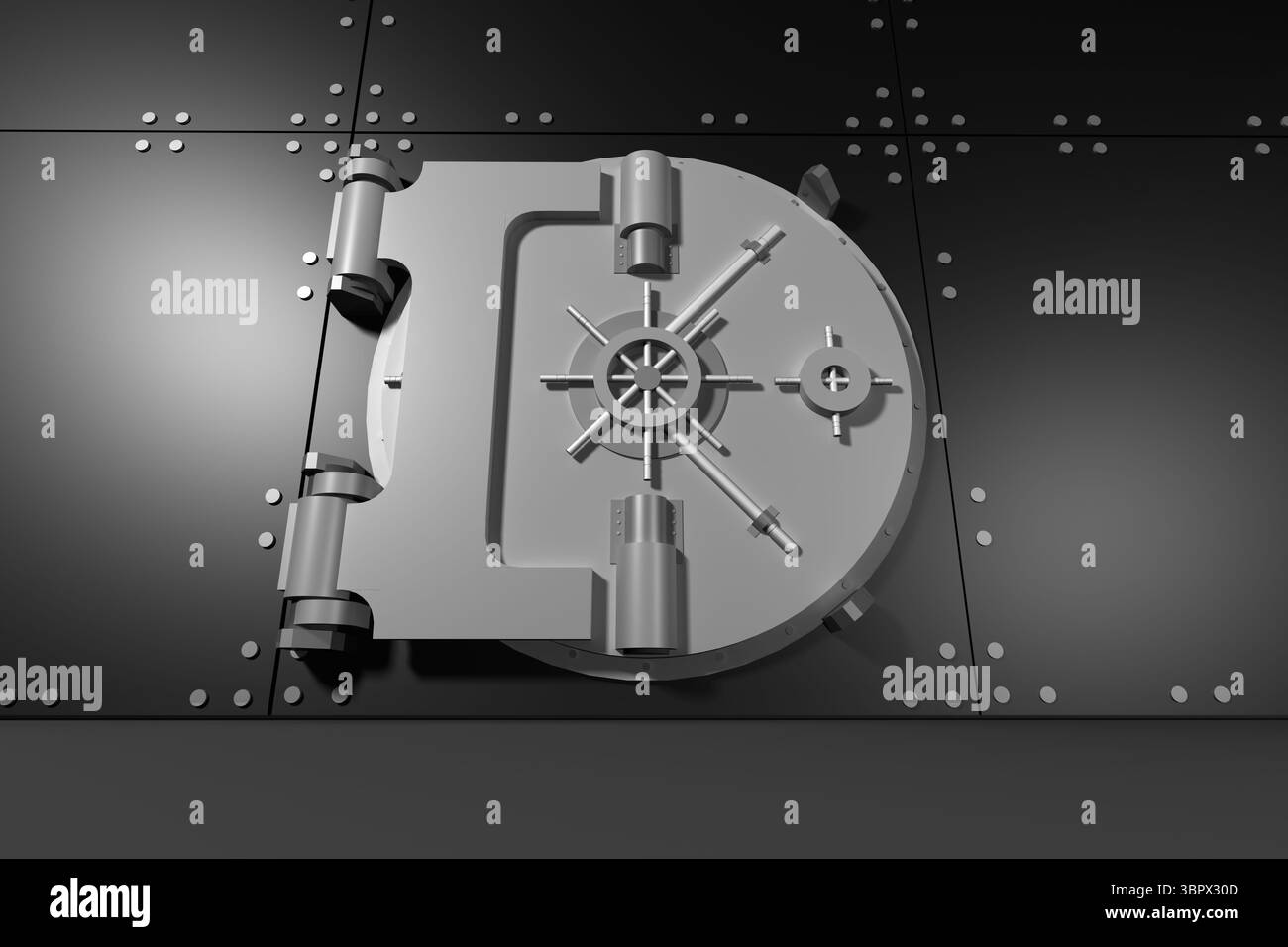 Generati digitalmente metallico cassaforte chiusa Foto Stock