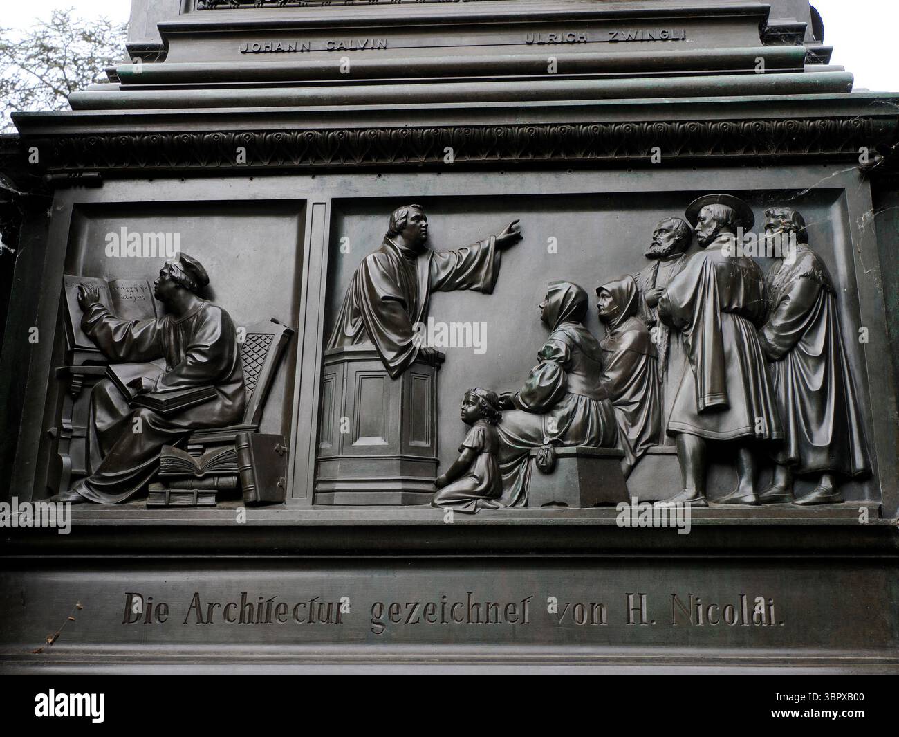Il monumento di Martin Lutero a Worms Gemany, dettaglio Foto Stock