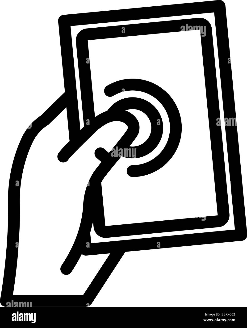 illustrazione vettoriale dell'icona della linea operativa con una mano Illustrazione Vettoriale
