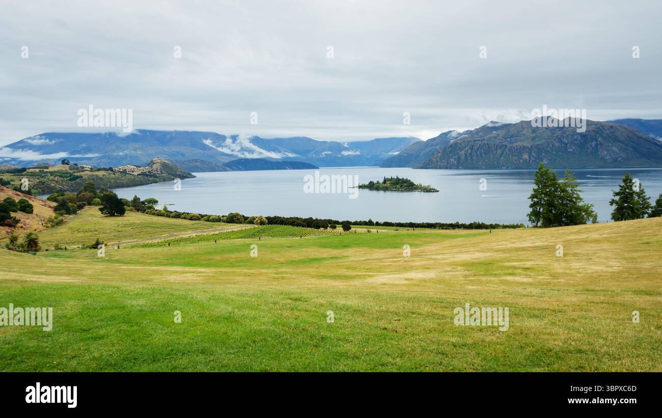 Ruby Island si trova sul Lago Wanaka. Regione di Otago. Isola del Sud. Nuova Zelanda. Foto Stock