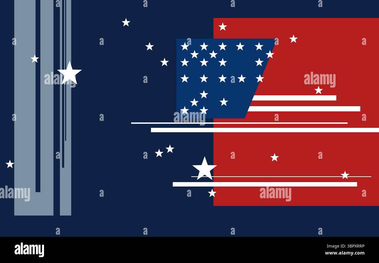 Immagine astratta che simboleggia la bandiera americana con stelle e strisce Foto Stock