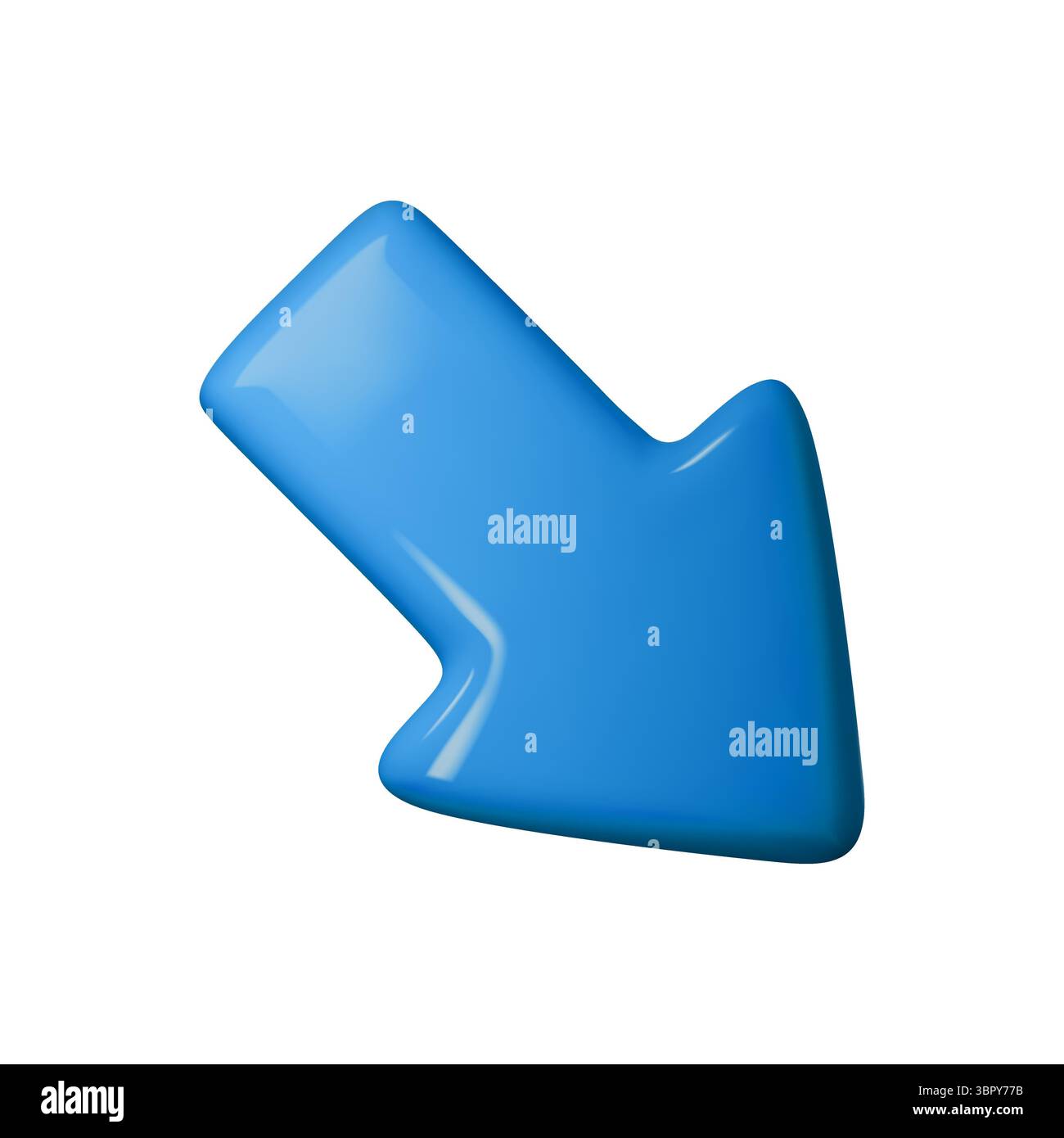 Illustrazione fluida del vettore con freccia blu 3D rivolta verso il basso a sinistra, ideale per la navigazione, i concetti di direzione e la progettazione grafica moderna. Perfetto per il digitale Illustrazione Vettoriale