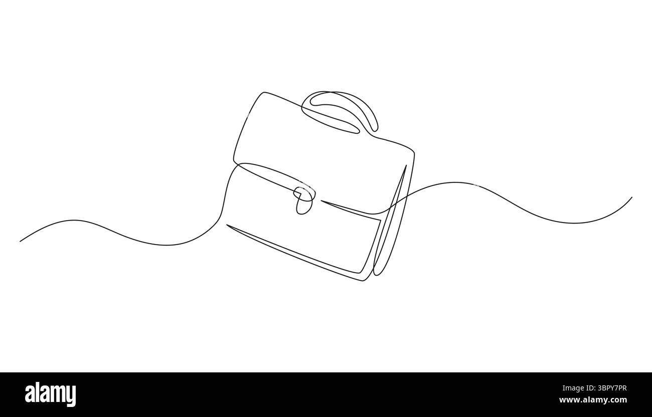 Un disegno in linea della valigetta o della borsa da lavoro. Design minimalista e pulito. Vettore line art continuo per ufficio, lavoro, icona aziendale. Modificabile e isol Illustrazione Vettoriale
