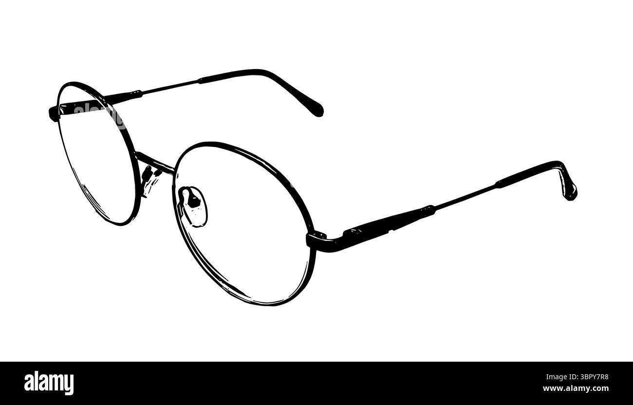 Icona degli occhiali moderni. Illustrazione vettoriale di eleganti occhiali da vista con montatura nera e lenti trasparenti. Perfetto per la moda, l'ottica, il Web e la progettazione di app. EP Illustrazione Vettoriale