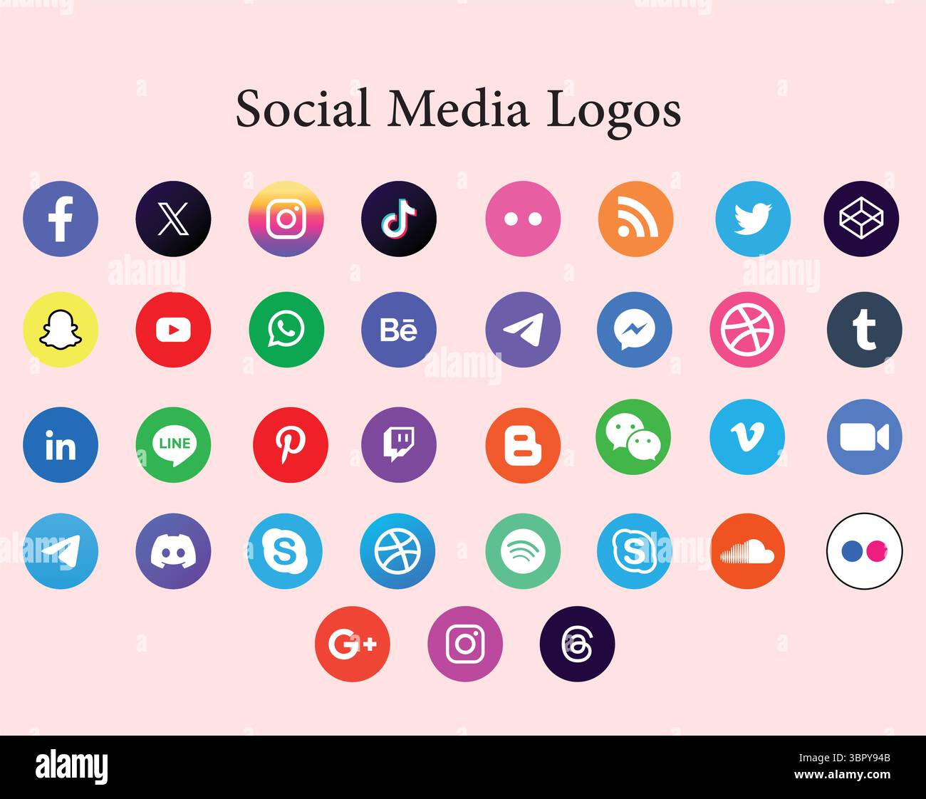 Design moderno del logo dei social media per il branding digitale Illustrazione Vettoriale