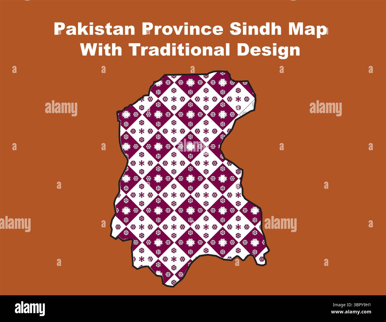 Disegno della linea di disegno della mappa vettoriale Sindh Illustrazione Vettoriale
