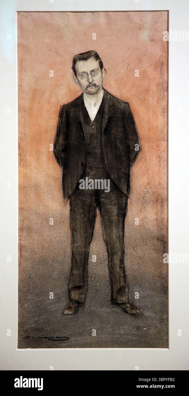 Ritratto di Enric Prat de la Riba di Ramon Casas, c. 1897-1899. Inchiostro a carbonella, pastello e spruzzato su carta. Spagna. Museo nazionale d'arte della Catalogna. BA Foto Stock