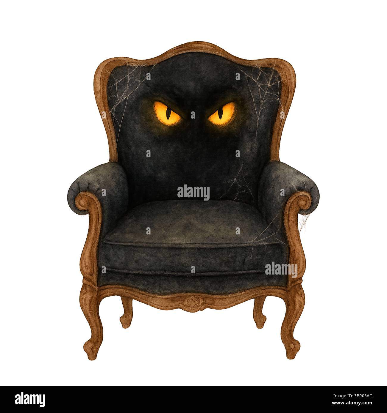 Poltrona stregata con occhi luccicanti – illustrazione dei mobili di Halloween Foto Stock
