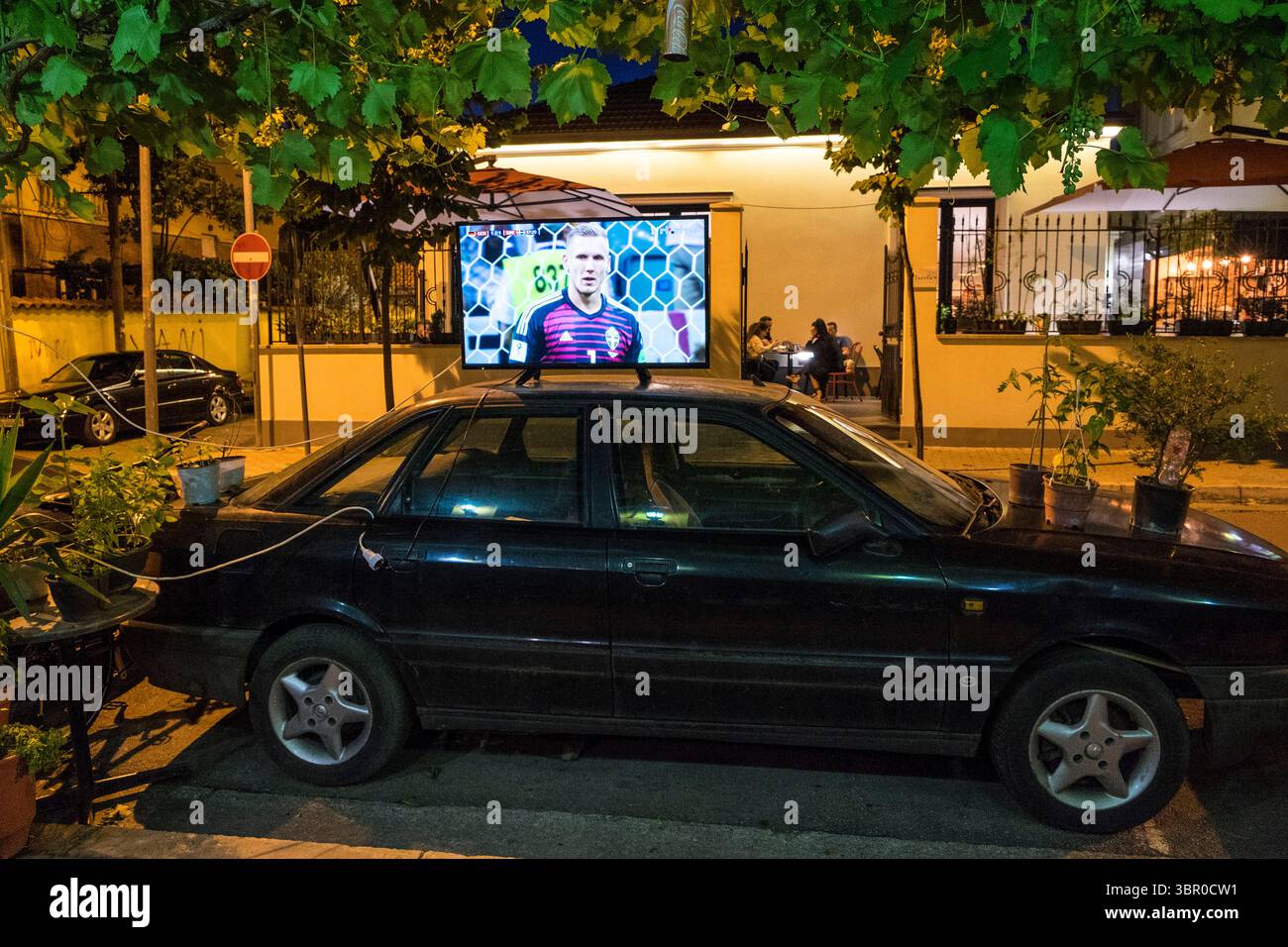 Albania. Tirana. La notte della Coppa del mondo Foto Stock