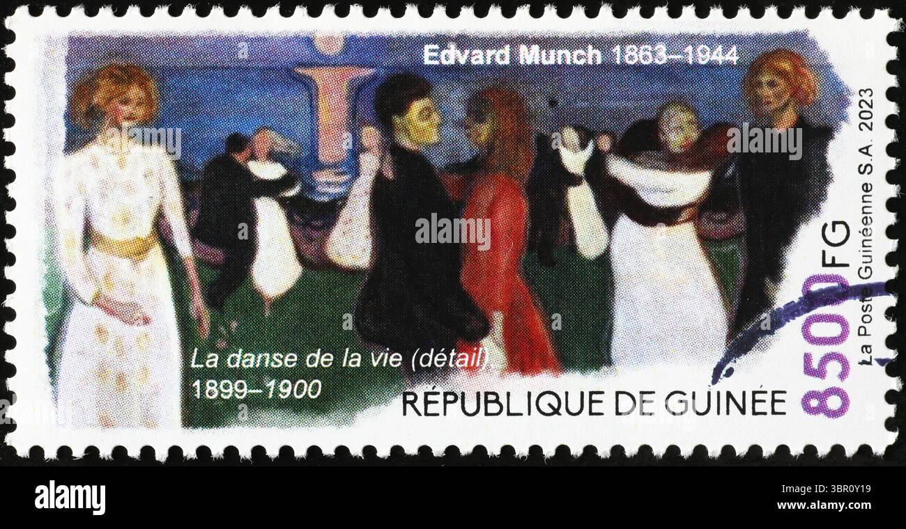 La danza della vita di Edvard Munch su francobollo, dettaglio Foto Stock