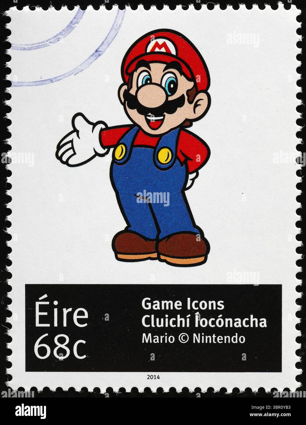 Personaggio del videogioco Mario su francobollo irlandese Foto Stock