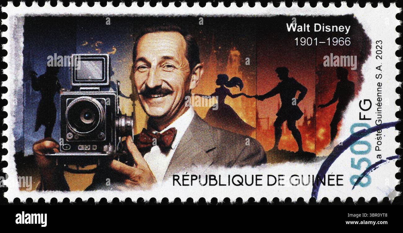 Walt Disney con la sua fotocamera su francobollo Foto Stock