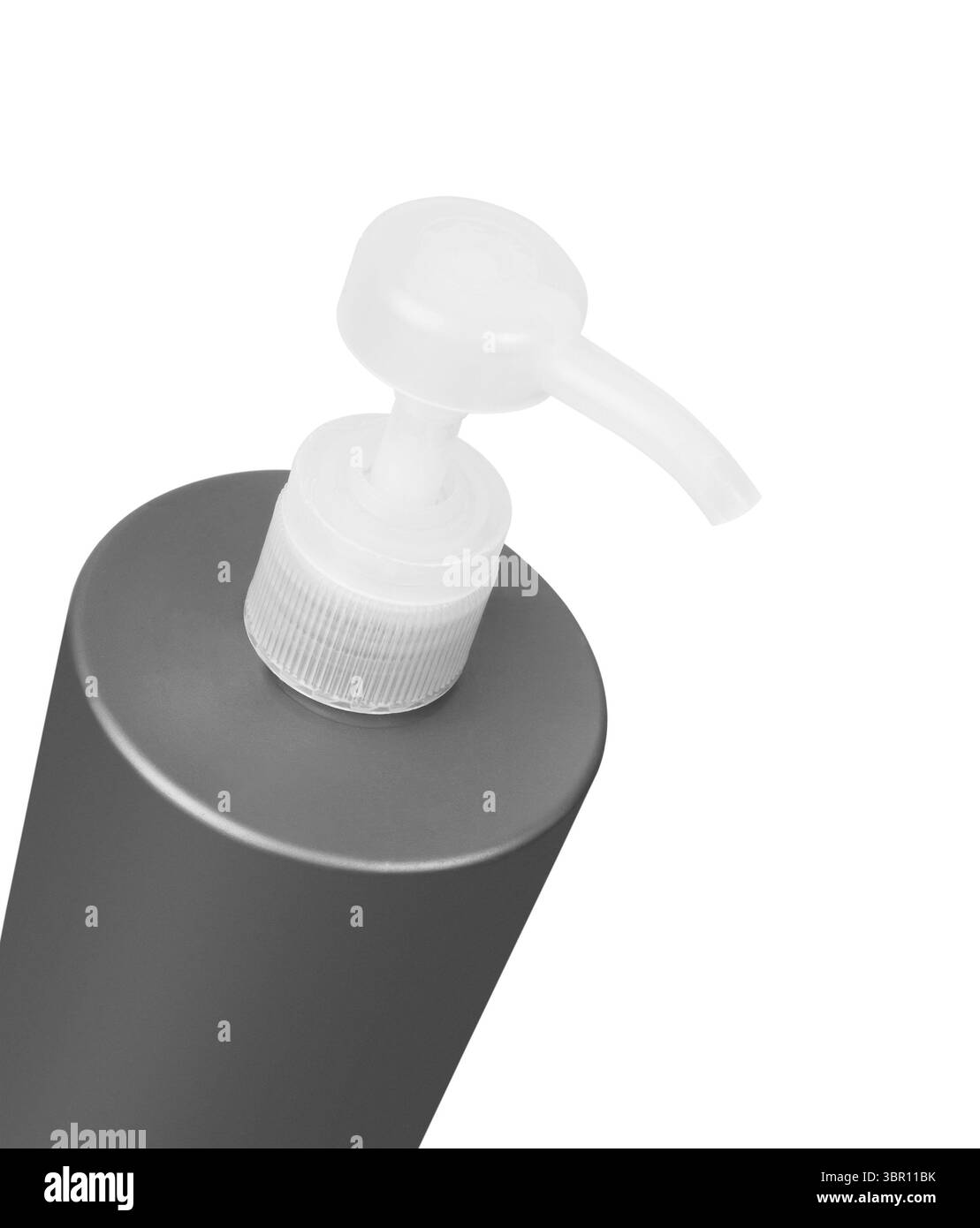 Bottiglia di plastica di shampoo, balsamo, risciacquare i capelli, gel, isolato su uno sfondo bianco Foto Stock