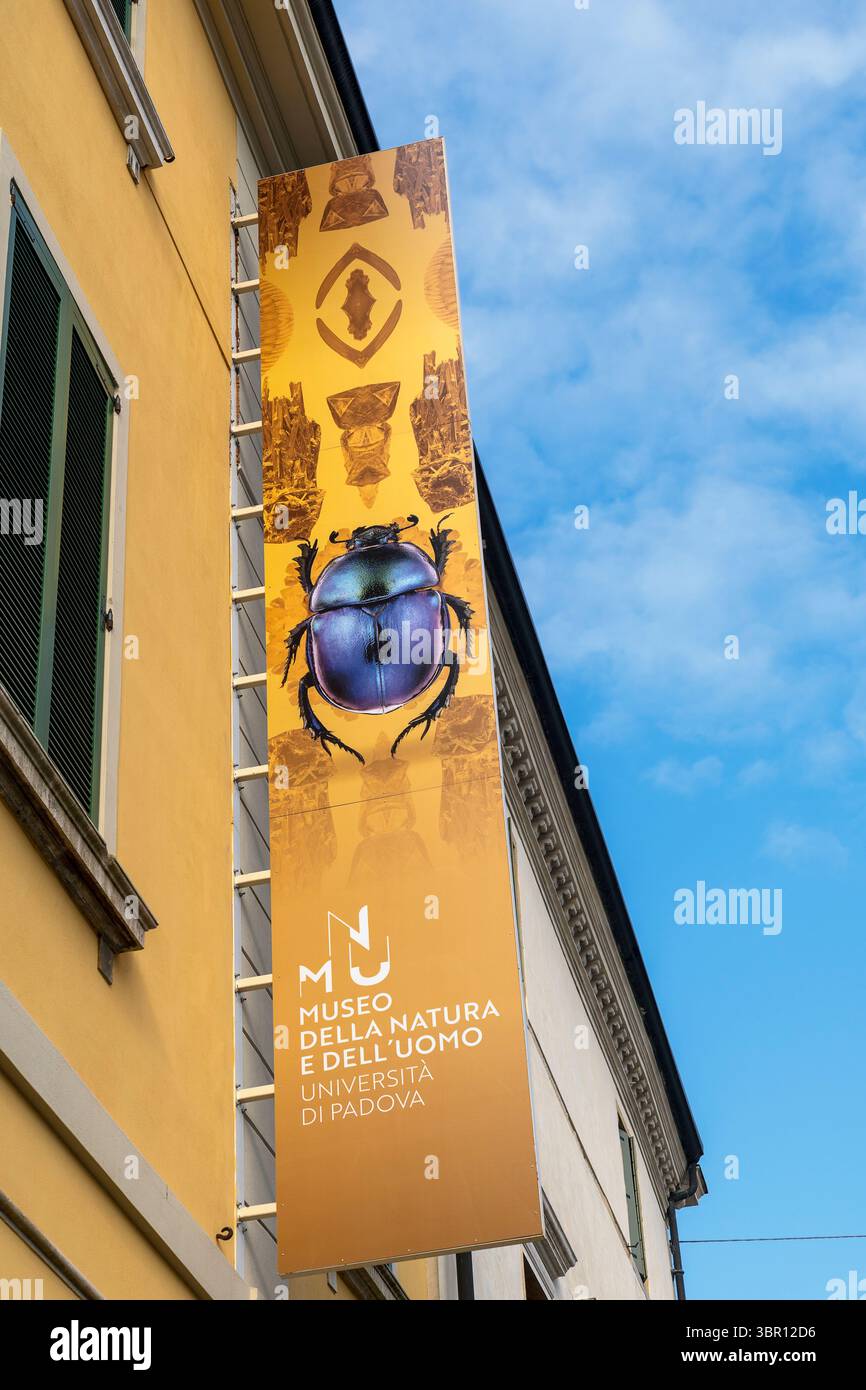 Insegna sulla facciata del Museo della natura e dell'umanità, dell'Università di Padova, del Museo di storia naturale moderna. Padova, Veneto, Italia, Europa, E. Foto Stock