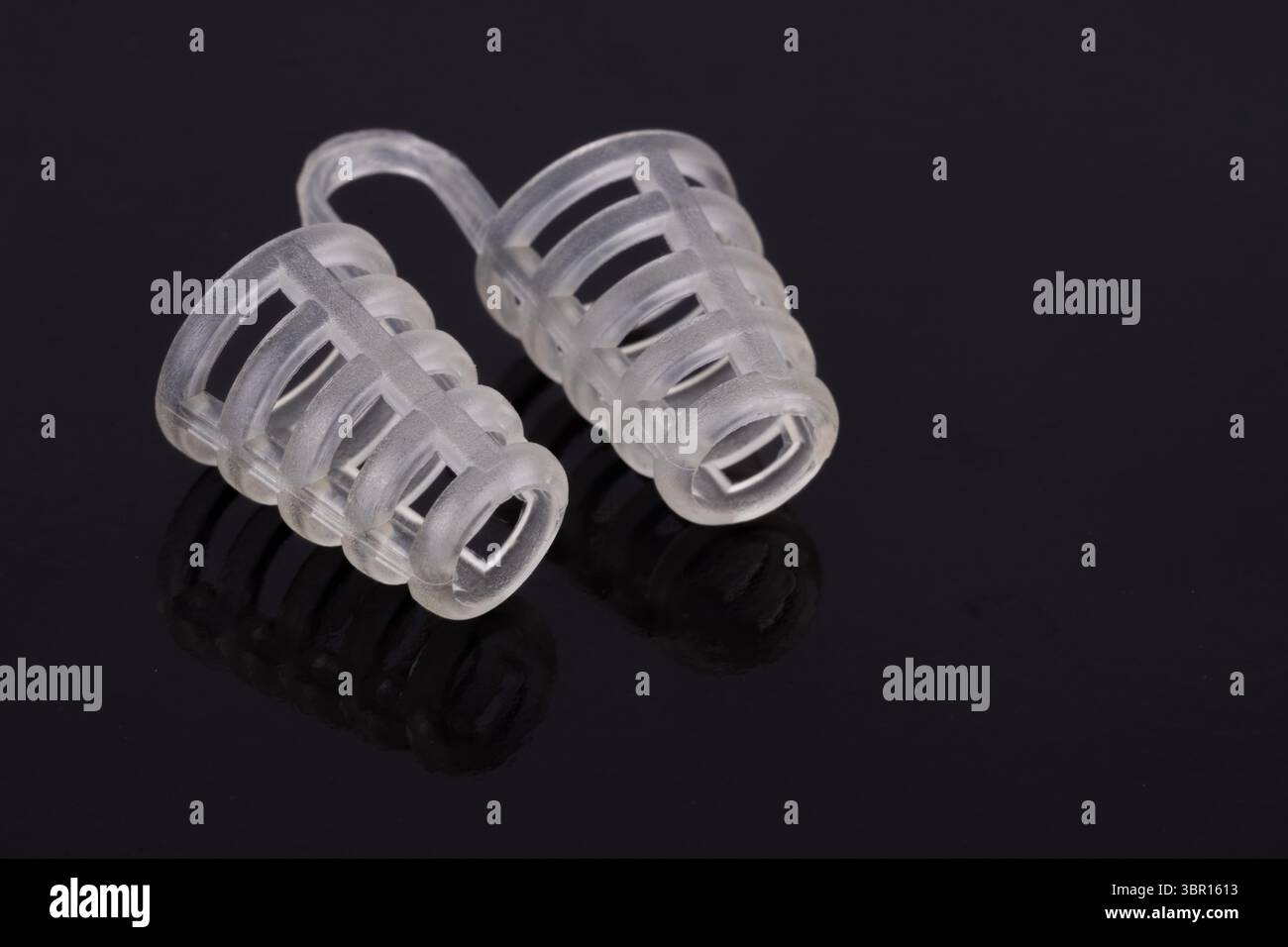 Prese d'aria nasali antirussamento in silicone su nero Foto Stock