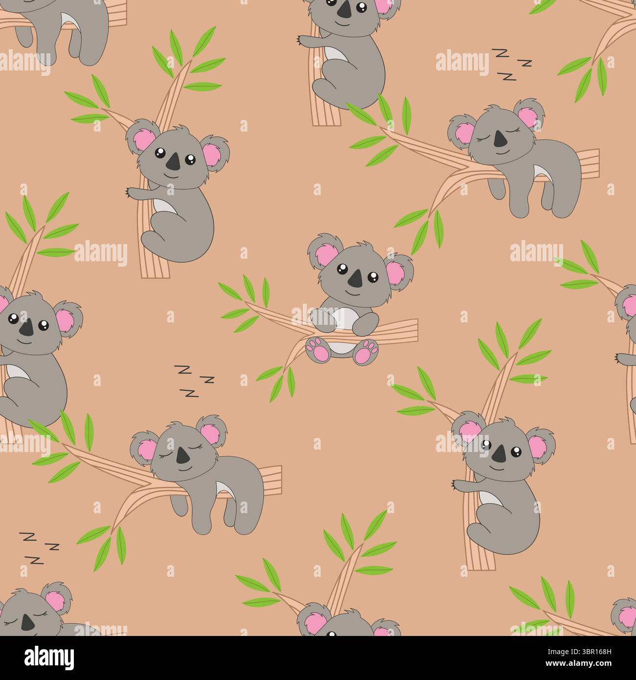 motivo senza cuciture con simpatico koala Foto Stock