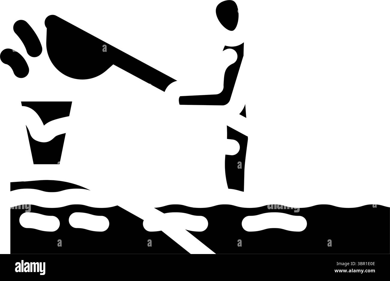 persona che pulisce un'illustrazione vettoriale dell'icona del glifo fuoriuscito di olio Illustrazione Vettoriale persona che pulisce un'illustrazione vettoriale dell'icona del glifo fuoriuscito di olio Illustrazione Vettoriale