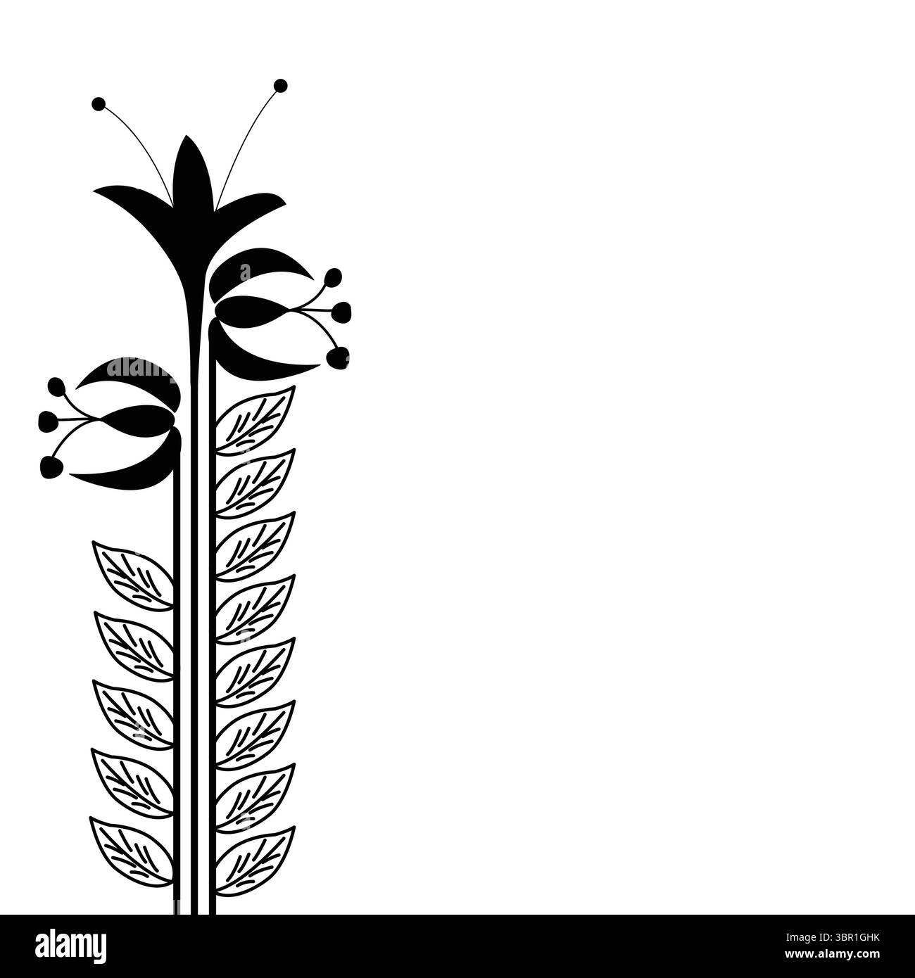 Silhouette nere di ornamenti vegetali salutano Illustrazione Vettoriale