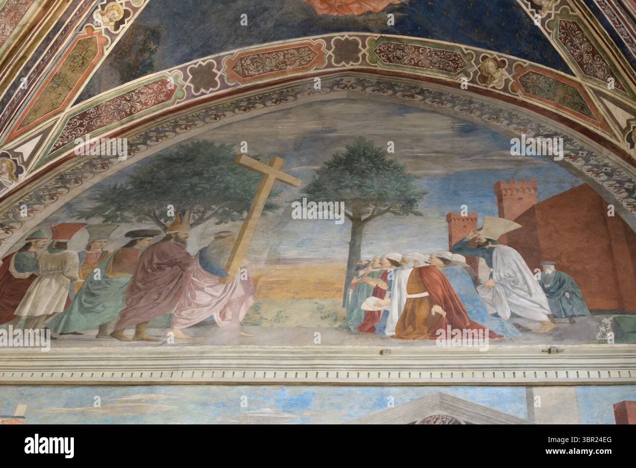 Ciclo di affreschi storie della vera Croce di Piero della Francesca, XV secolo, Basilica di San Francesco, Arezzo, Toscana, Italia. Foto Stock