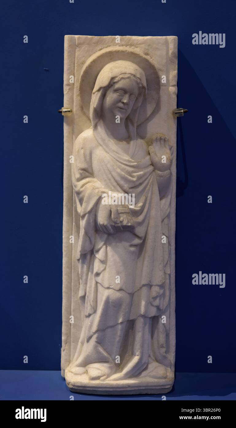 Vergine annunciano scultura dello scultore veneziano, XIV secolo, Museo Civico, Padova, Italia. Foto Stock