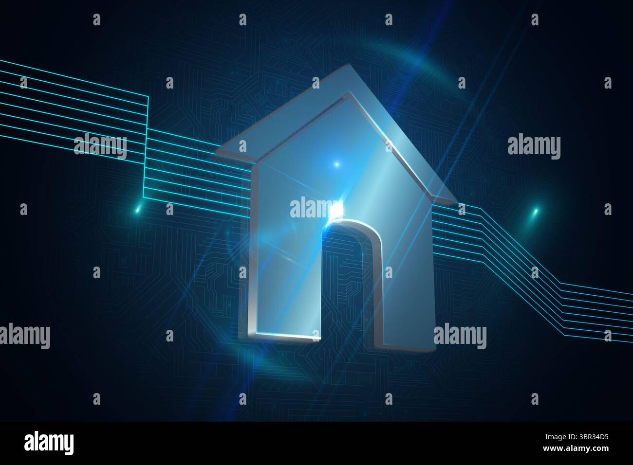 Casa lucido su sfondo nero Foto Stock