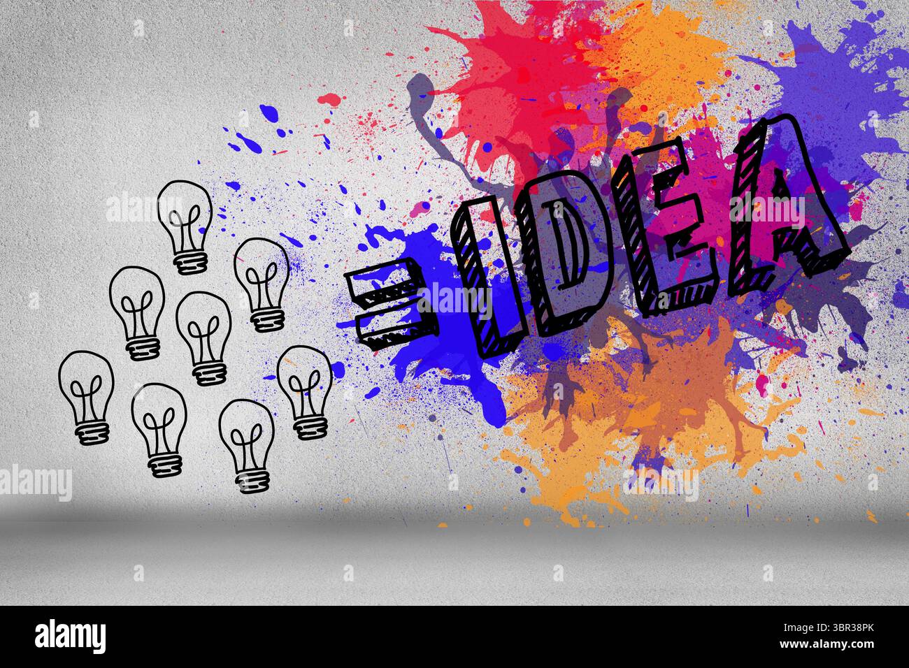 Idea sugli schizzi su sfondo grigio Foto Stock