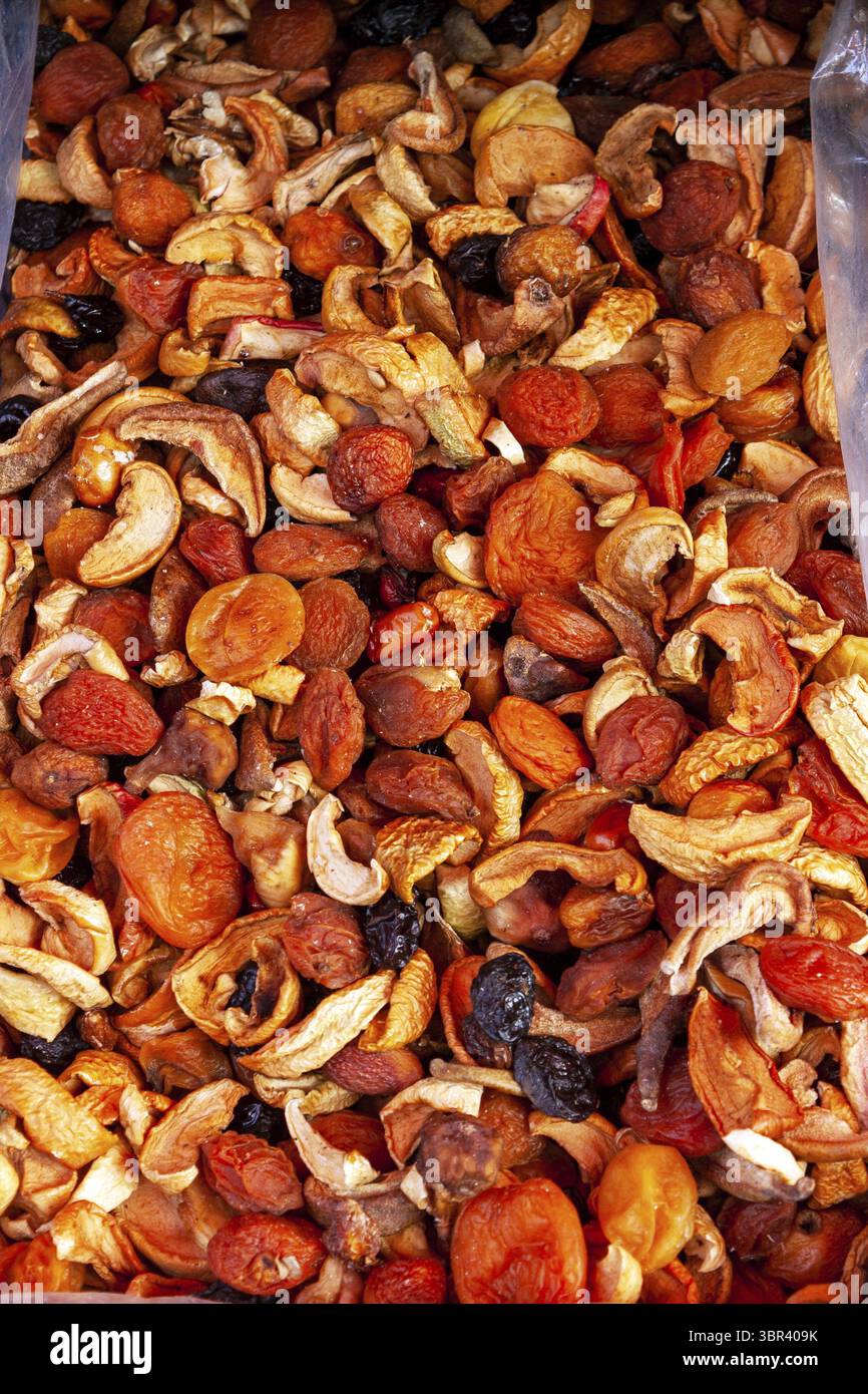 Mele secche, albicocche secche, prugne Foto Stock