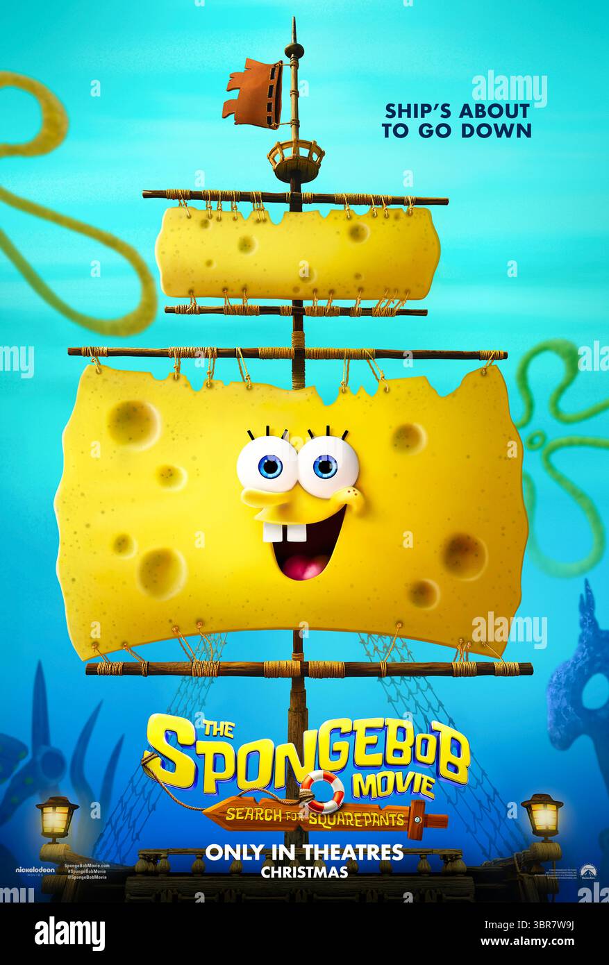 The SpongeBob Movie: Search for SquarePants (2025) diretto da Derek Drymon e interpretato da Tom Kenny, Clancy Brown e Rodger Bumpass. SpongeBob viaggia nelle profondità dell'oceano per affrontare il fantasma dell'olandese volante, incontrando sfide e scoprendo misteri marini. SOLO PER L'USO EDITORIALE del poster STATUNITENSE. Credito: Immagini BFA/Paramount Foto Stock