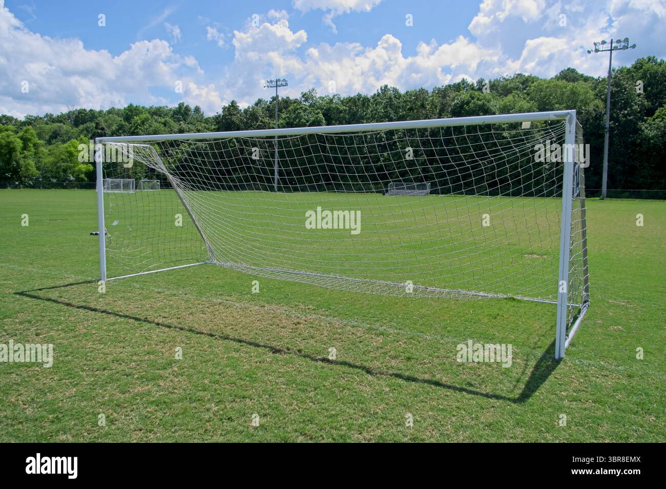 Vista frontale della porta di calcio Foto Stock