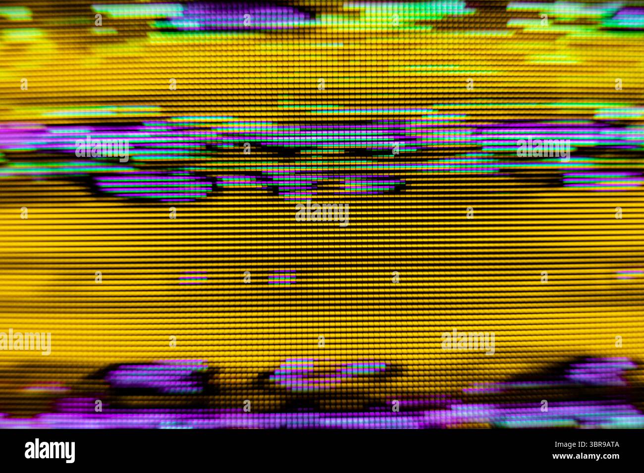 Effetto fotocamera glitch. Sfondo VHS retrò. Vecchio modello video. Nessun segnale. Rumore TV statico, segnale TV scadente Foto Stock