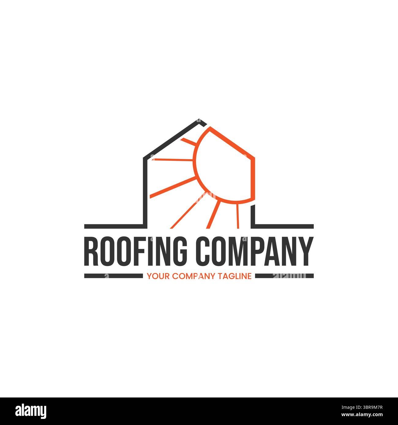 Immagine vettoriale del logo Modern Home Sun. Logo Sun o Home in linea mono minimalista e stile moderno Illustrazione Vettoriale