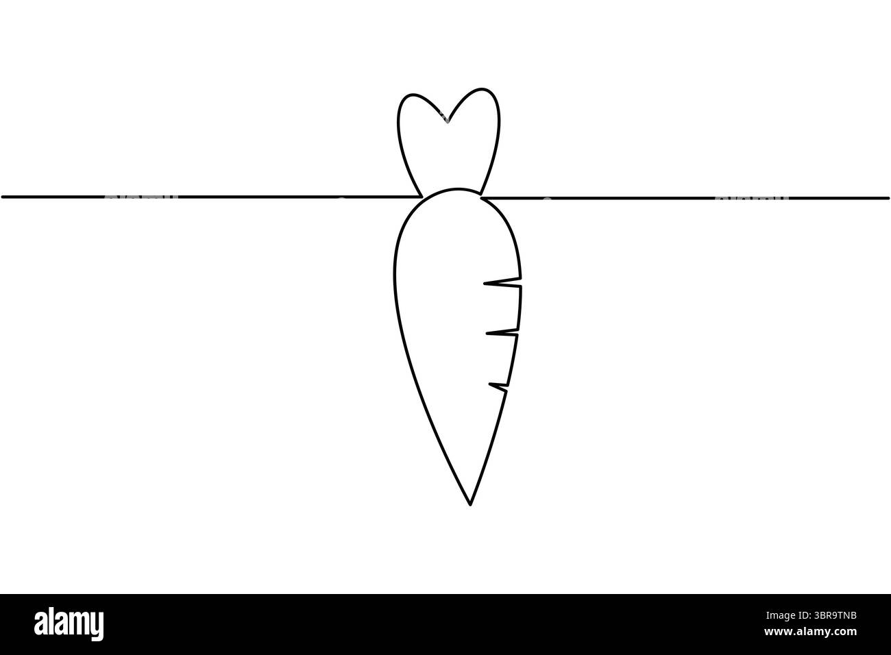 Vettore minimalista a una linea di carota e illustrazione su terreno bianco Illustrazione Vettoriale