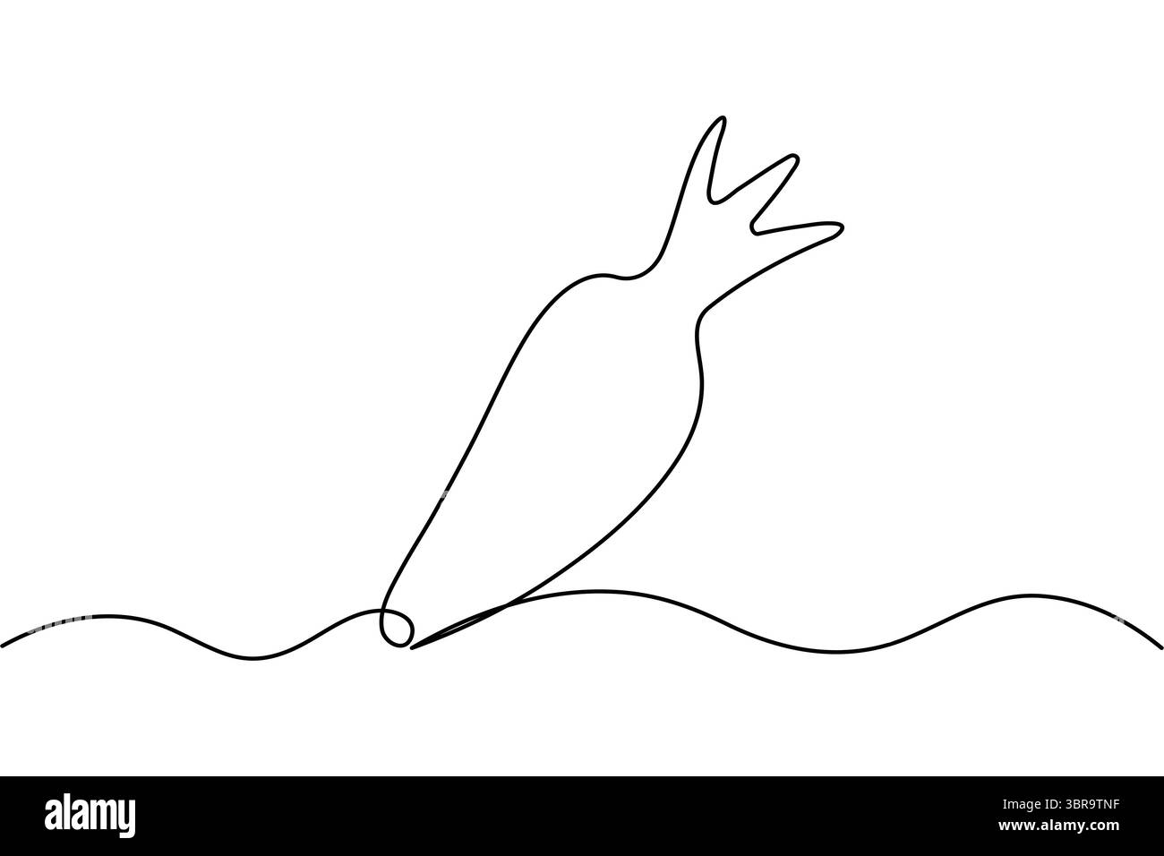 Vettore minimalista a una linea di carota e illustrazione su terreno bianco Illustrazione Vettoriale